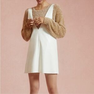 Anthropologie White Leather Mini Dress